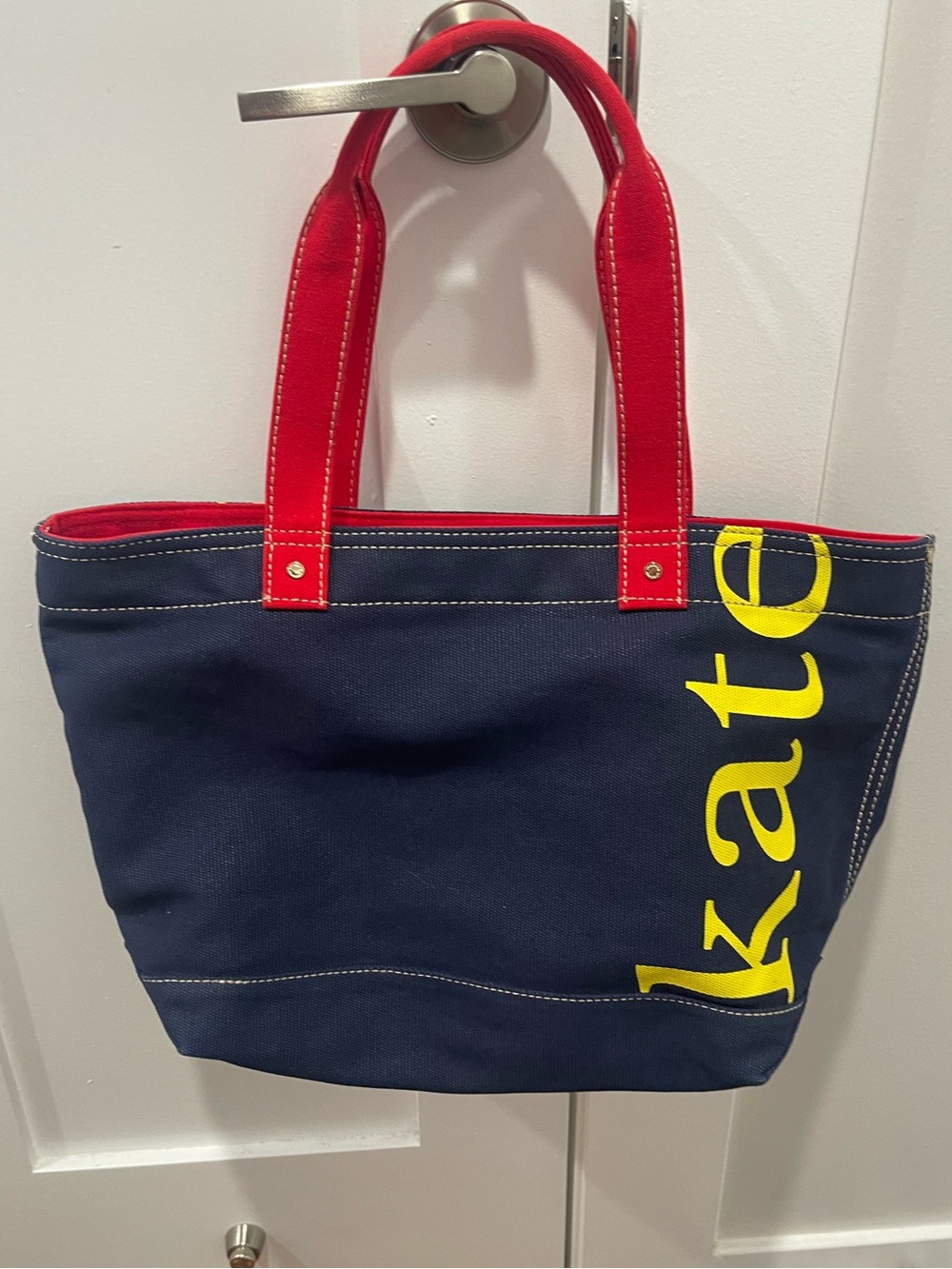 Kate Spade Navy Tote with Red Handles